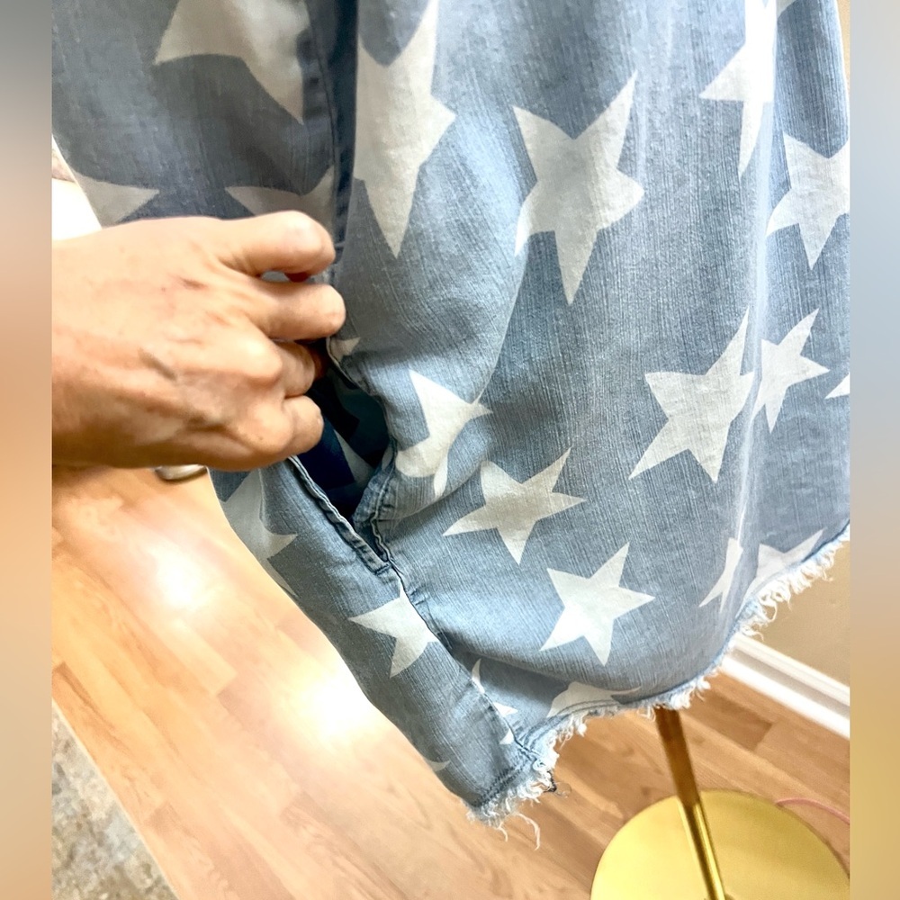 Star-Print Chambray Shirt Dress - Blue - Picture 11 of 16